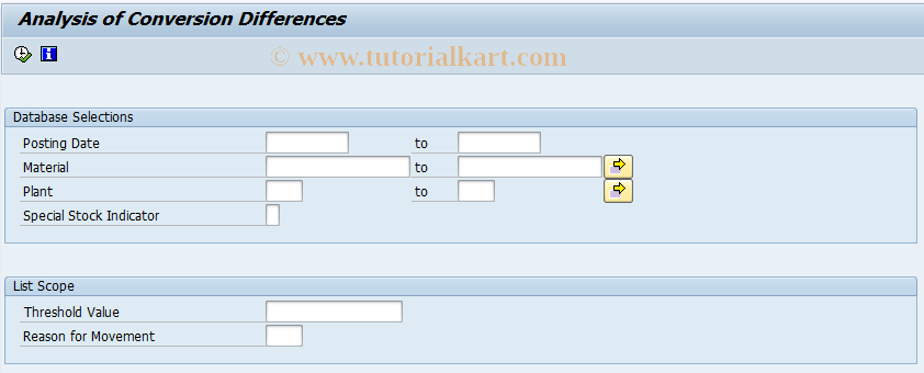 SAP TCode MB5U - Analyze Conversion Differences