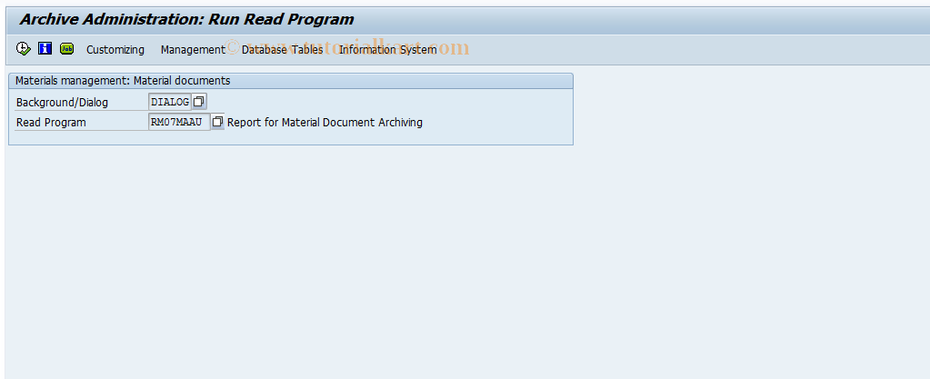 SAP TCode MBAL - Material Documents: Read Archive