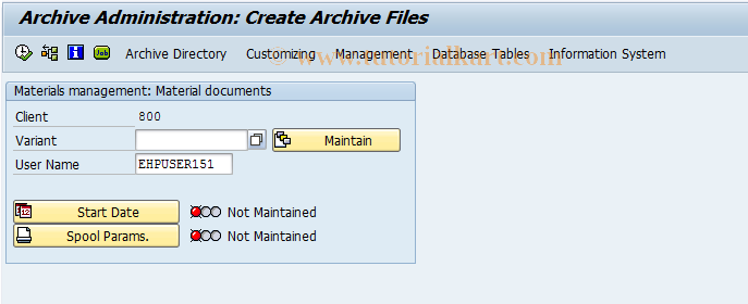SAP TCode MBAR - Archive Material Documents