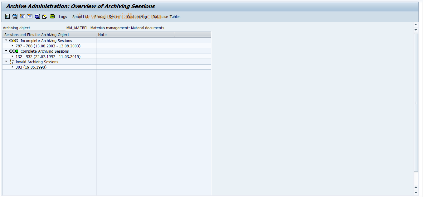 SAP TCode MBAV - Manage Material Document Archive