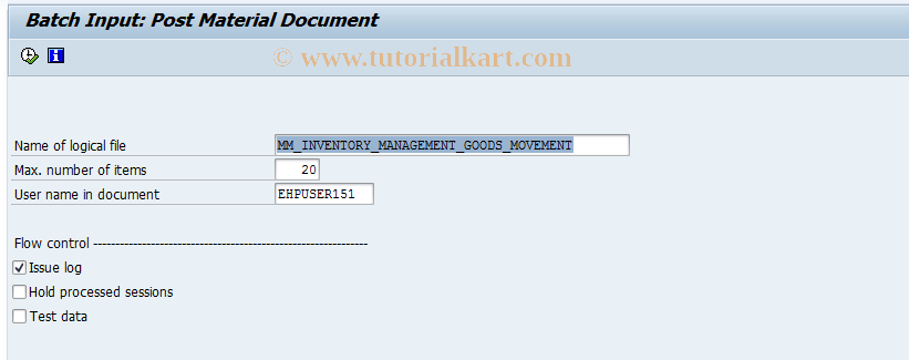 SAP TCode MBBM - Batch Input: Post Material Document