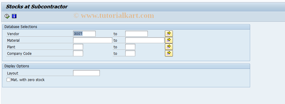 SAP TCode MBLB - Stocks at Subcontractor