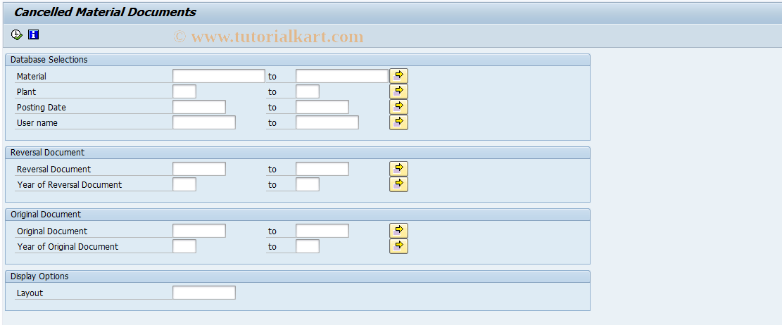 SAP TCode MBSM - Display Cancelled Material Documents 