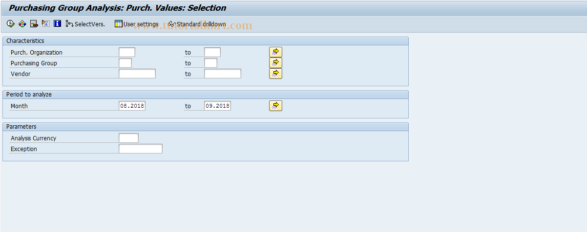 SAP TCode MC$0 - PURCHIS: PurchGroup  PurchVal Selection