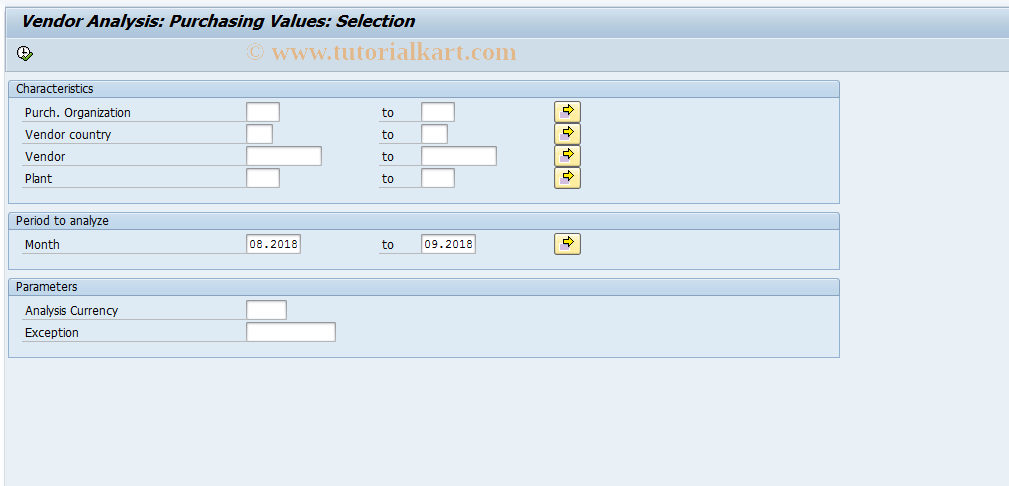 SAP TCode MC$4 - PURCHIS: Vendor PurchVal Selection
