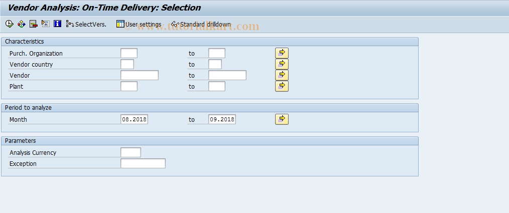 SAP TCode MC$6 - PURCHIS: Vendor DelRelblty Selection