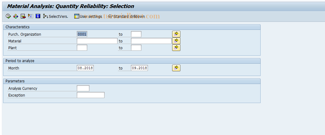 SAP TCode MC$M - PURCHIS: Material QtyRel Selection
