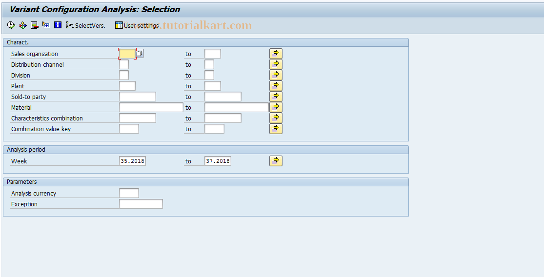 SAP TCode MC(B - SIS: Variant Configuration