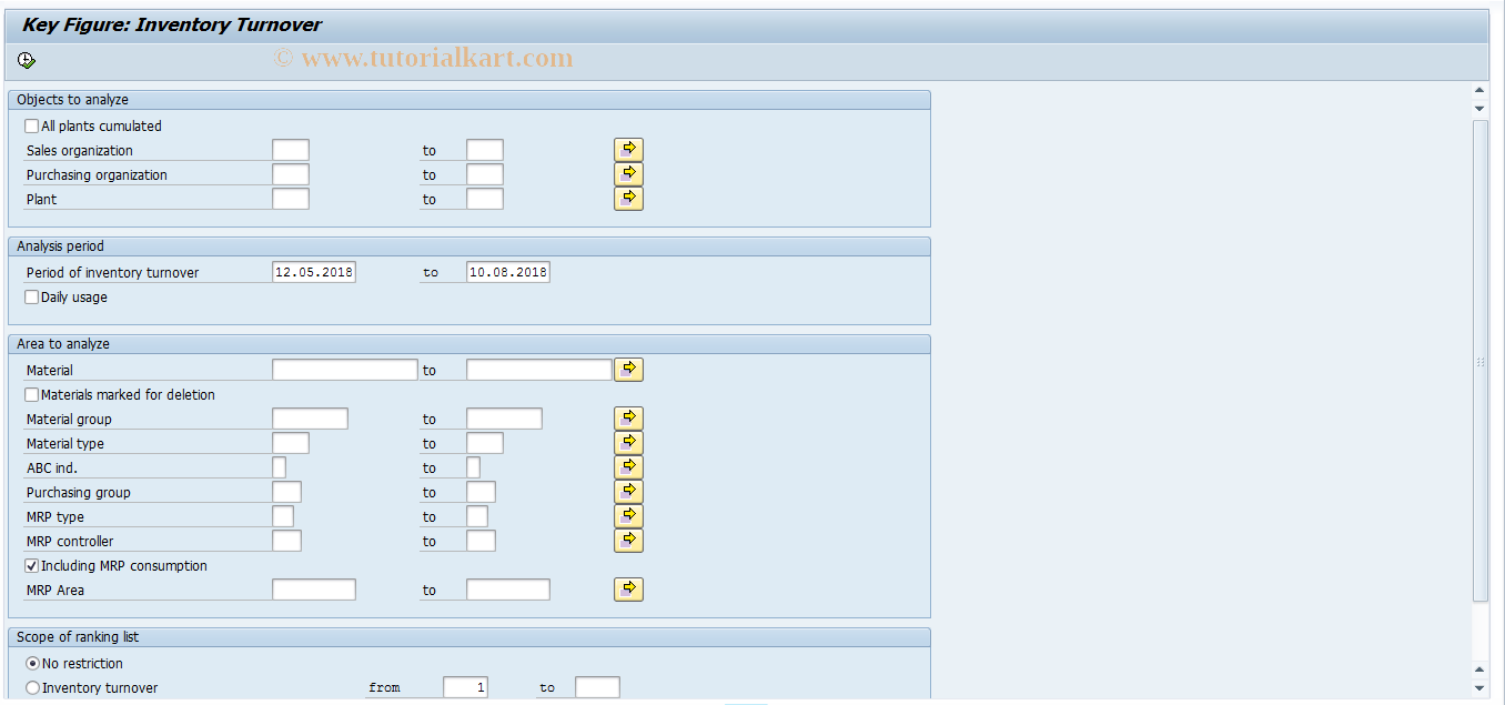 SAP TCode MC44 - INVCO:Analysis of Inventory Turnover