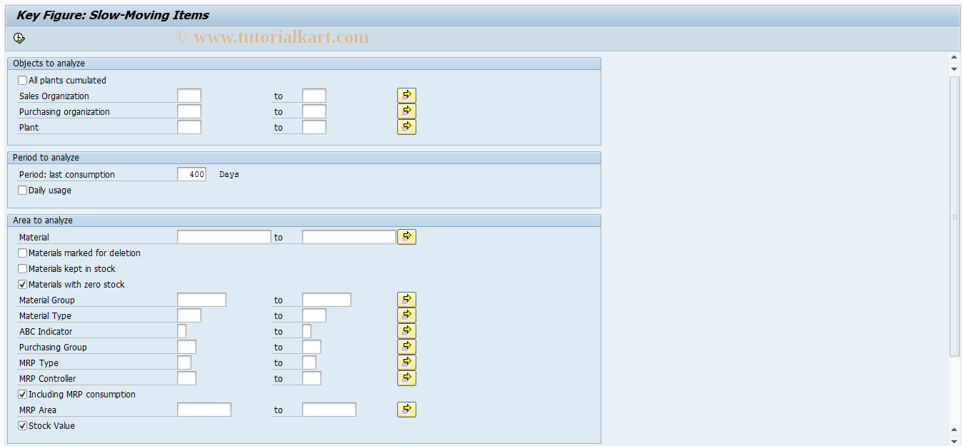 SAP TCode MC46 - INVCO: Analysis of Slow-Moving Items