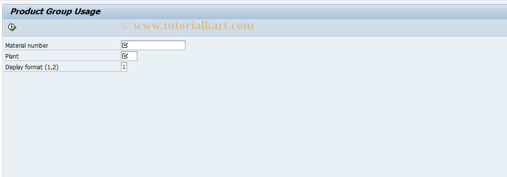 SAP TCode MC73 - Evaluation: Material Usage, Production Group 
