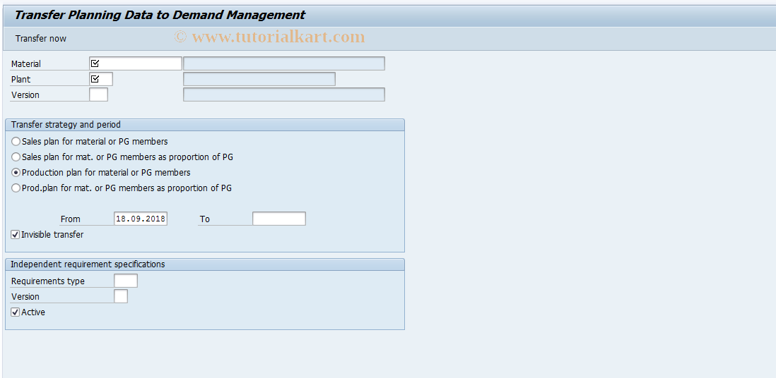 SAP TCode MC74 - Transfer Mat. to Demand Management