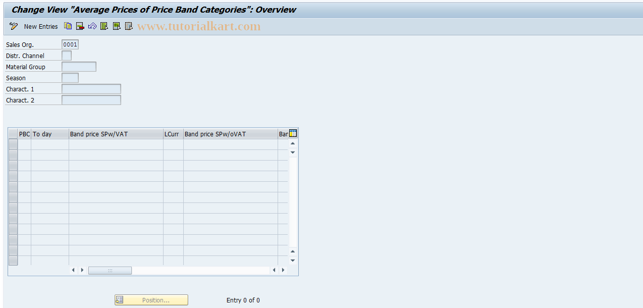 SAP TCode MC7N - Price Band Prices