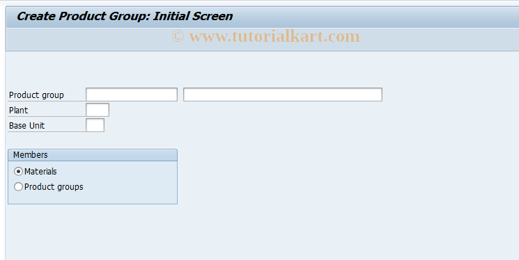 SAP TCode MC84 - Create Product Group