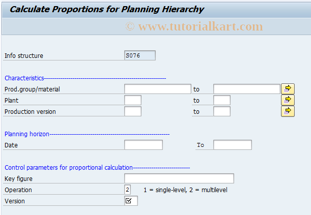 SAP TCode MC8L - Calculate Proportions: SOP