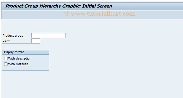 SAP TCode MC91 - Initial Graphic: Product Groups