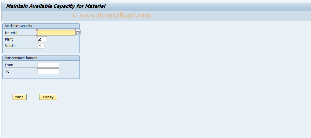 SAP TCode MC9K - Maintain Available Capacity