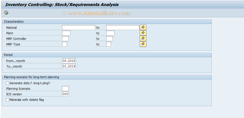 SAP TCode MCB& - INVCO: Set up statis. for stck/reqt