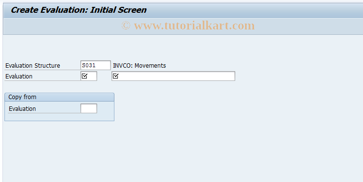 SAP TCode MCB5 - INVCO: Create Evaluation