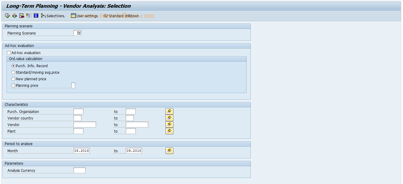 SAP TCode MCEA - PURCHIS:Long-Term Plg Vend.Analysis