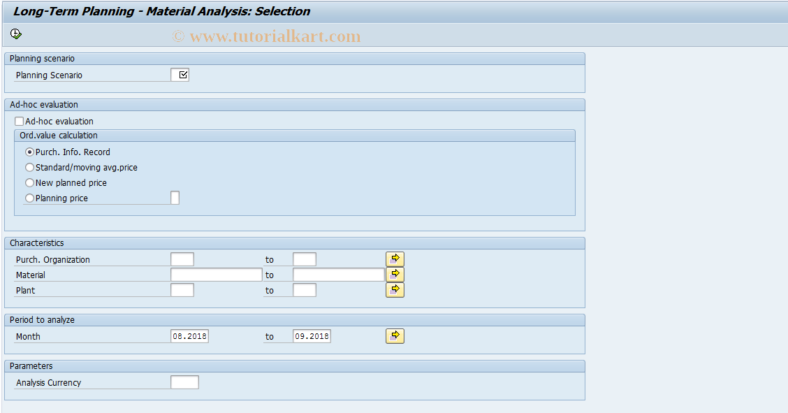 SAP TCode MCEC - PURCHIS:Long-Term Plg Mat. Analysis