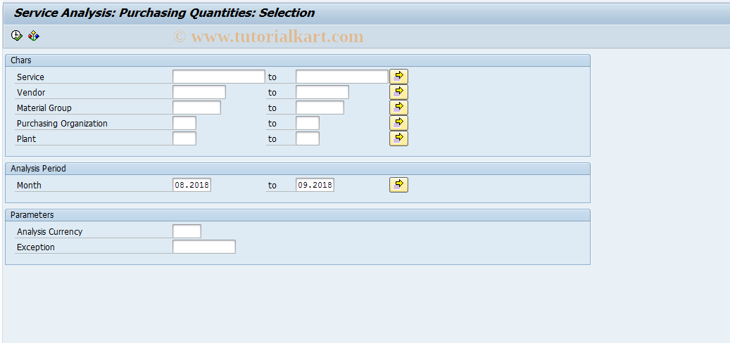 SAP TCode MCER - PURCHIS: Service  Purchase Qty-Selection