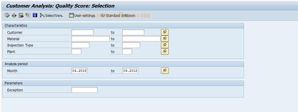 SAP TCode MCOE - QMIS: Customer Analysis Q Score