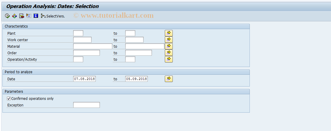 SAP TCode MCPB - Operation analysis: Dates