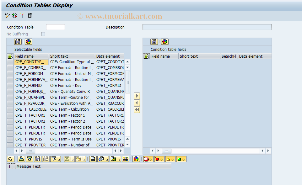 SAP TCode MCPE_FA_CT - Condition  Tables for Formula Assembly