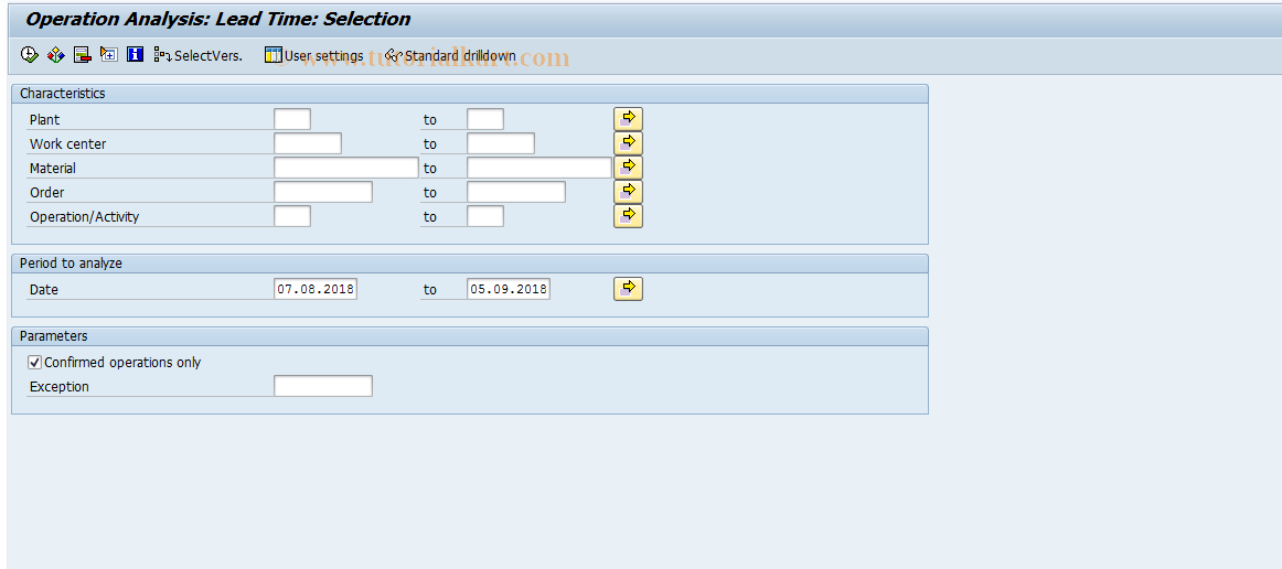 SAP TCode MCPS - Operation analysis: Lead time