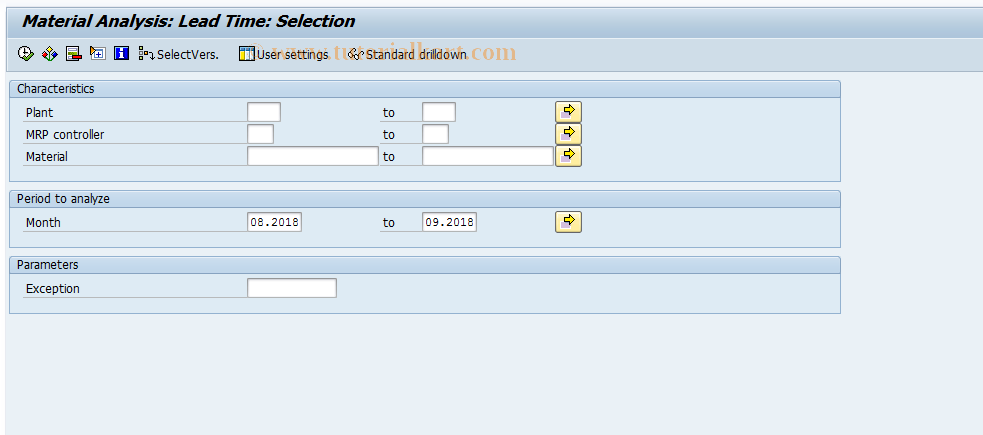 SAP TCode MCPW - Material analysis: Lead time