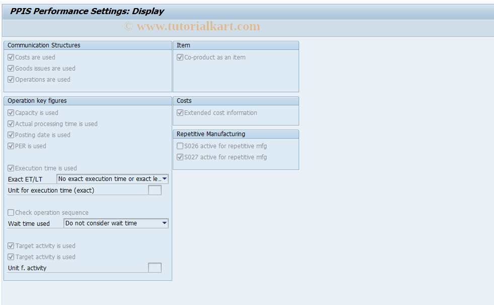 SAP TCode MCRH - Display Settings: PPIS