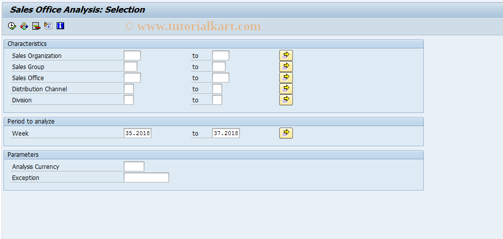 SAP TCode MCTG - SIS: Sales Office Analysis Selection