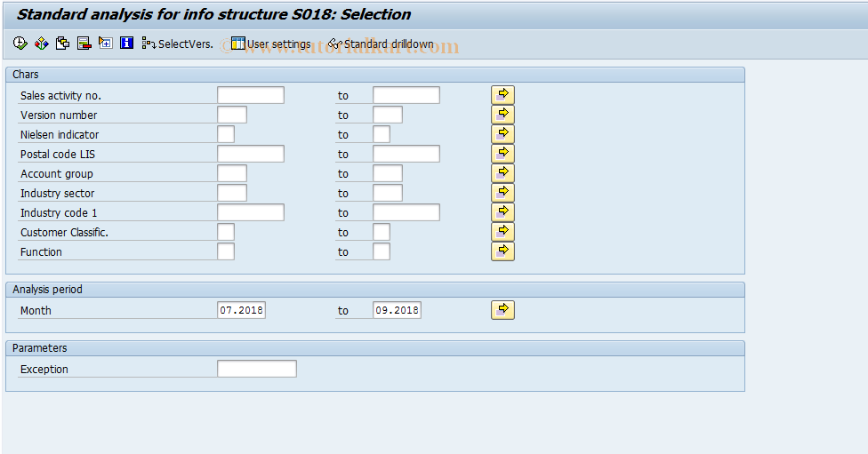 SAP TCode MCTV03 - SIS: Address List - Selection