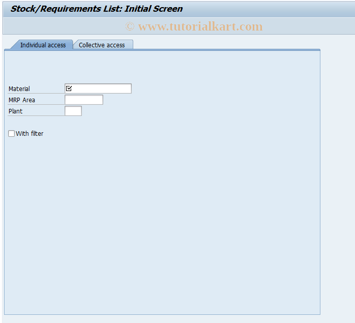 SAP TCode MD04 - Display Stock/Requirements Situation