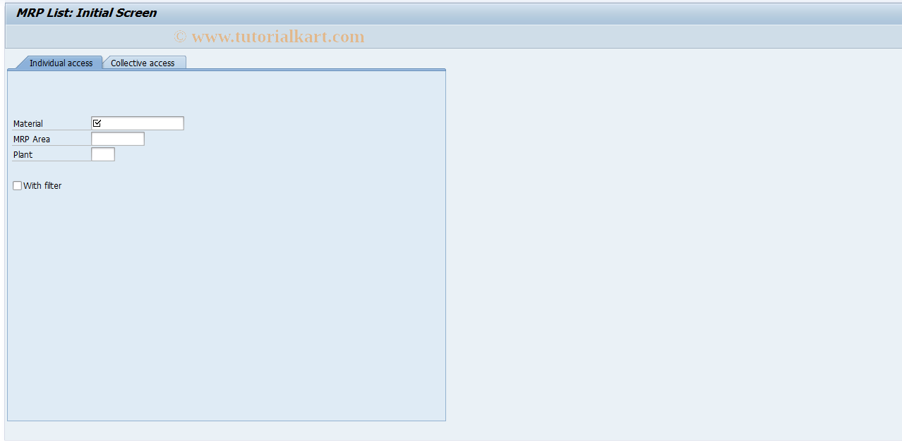 SAP TCode MD05 - Individual Display Of MRP List