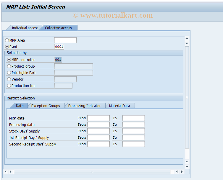 SAP TCode MD06 - Collective Display Of MRP List