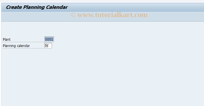 SAP TCode MD25 - Create Planning Calendar