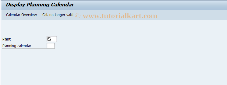 SAP TCode MD27 - Display Planning Calendar