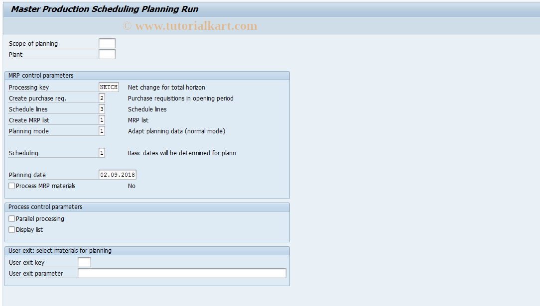 SAP TCode MD40 - MPS