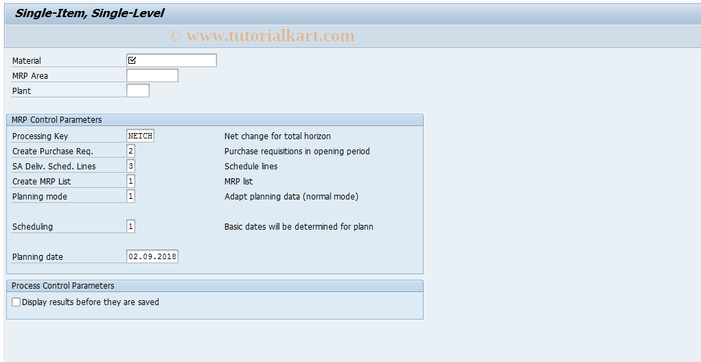 SAP TCode MD42 - MPS - Single-item, Single-level -