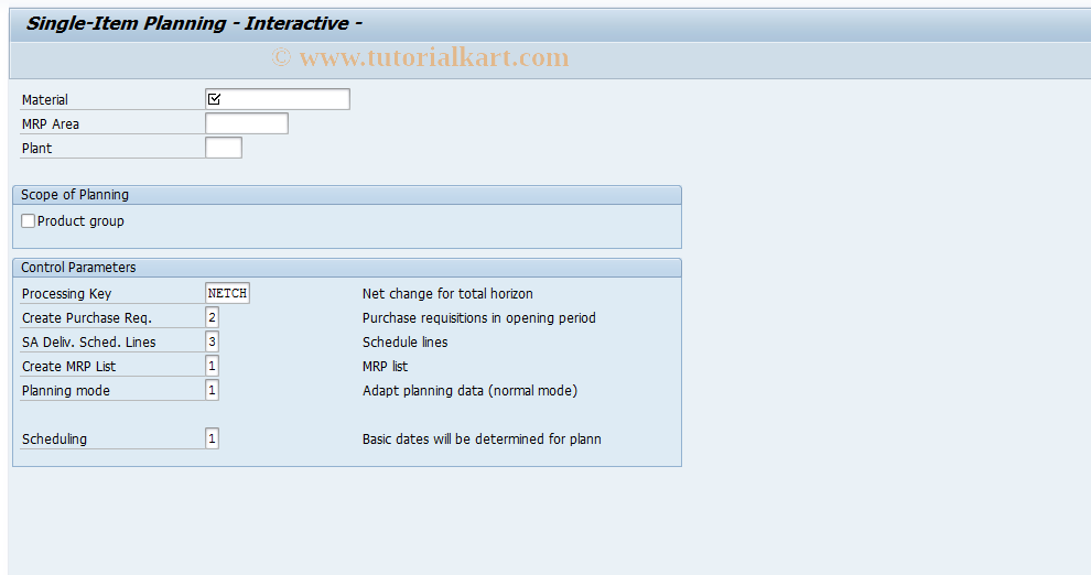 SAP TCode MD43 - MPS - Single-item, Interactive -