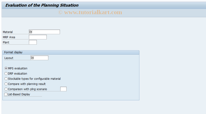 SAP TCode MD44 - MPS Evaluation