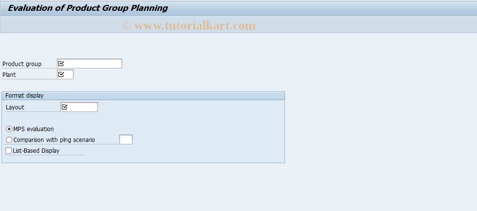 SAP TCode MD47 - Product Group Planning Evaluation