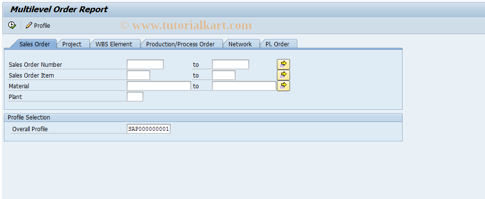 SAP TCode MD4C - Multilevel Order Report