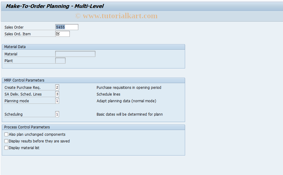 MD50 SAP Tcode Sales order planning Transaction Code