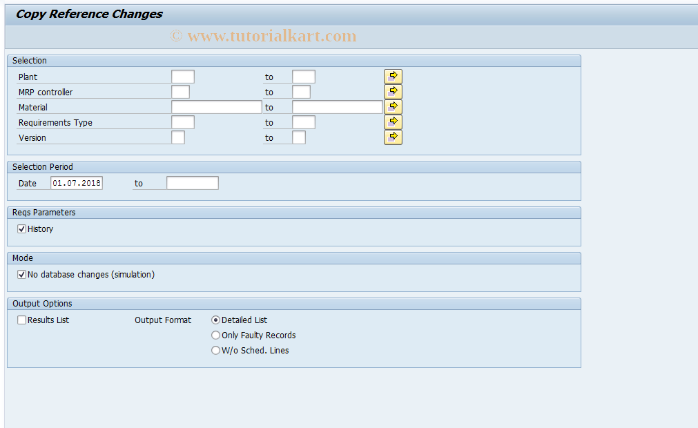 SAP TCode MD71 - Copy Reference Changes