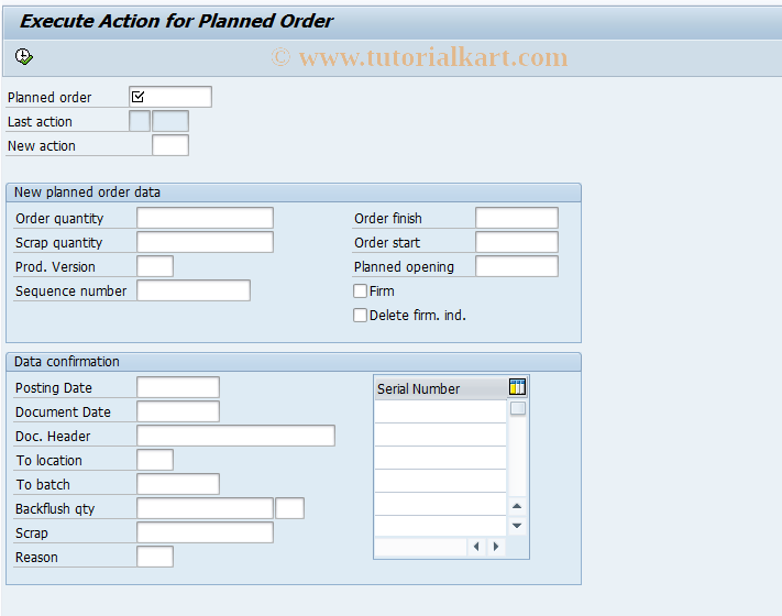 SAP TCode MDAC - Execute Action for Planned Order