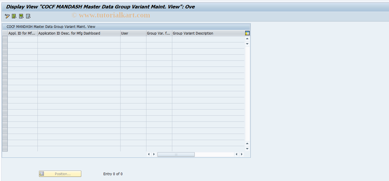 SAP TCode MDBGVR - Maintain ApplicationID-GRPVAR