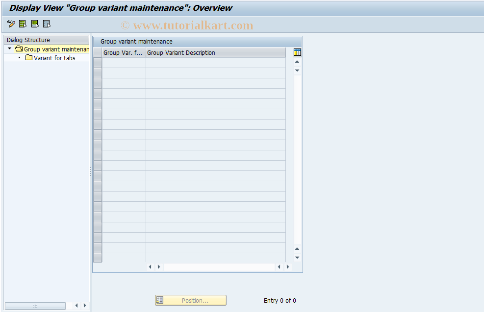 SAP TCode MDBTVR - Create variant for tab
